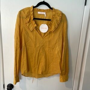 See By Chloe Gold Ruffled Bib Collar Blouse